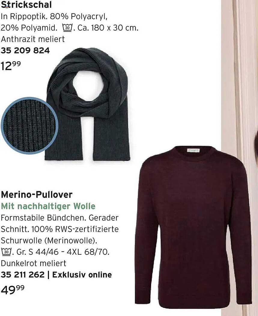 Merino-Pullover mit nachhaltiger Wolle und Strickschal