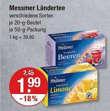Messmer Länderttee verschiedene Sorten je 20-g-Beutel je 50-g-Packung