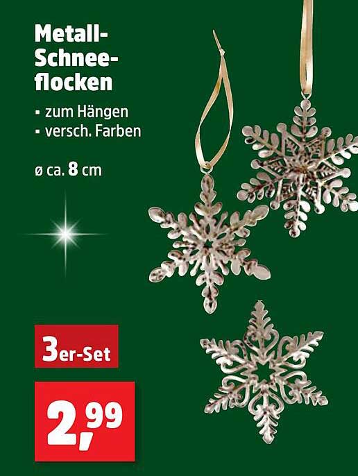 Metall-Schneeflocken zum Hängen - 3er-Set