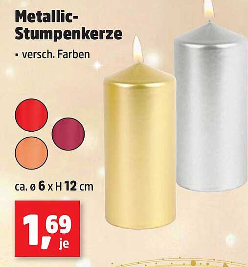 Metallic-Stumpenkerze - verschiedene Farben