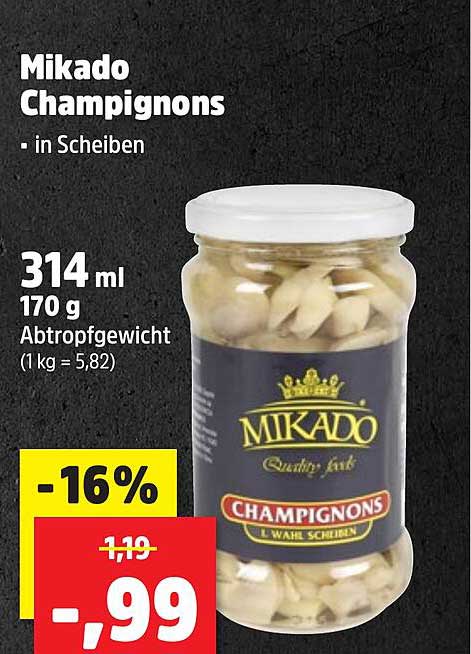 Mikado Champignons in Scheiben