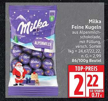 Milka Feine Kugeln aus Alpenmilchschokolade, mit Füllung