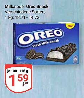 Milka oder Oreo Snack - verschiedene Sorten, 4er Pack