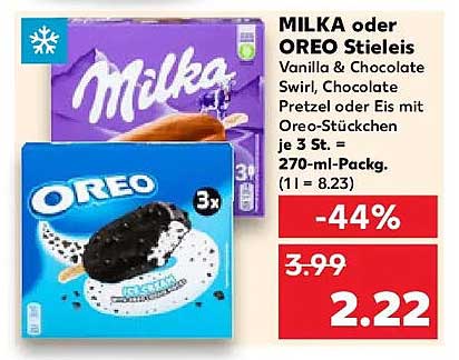 MILKA oder OREO Stieleis - Vanilla & Chocolate Swirl