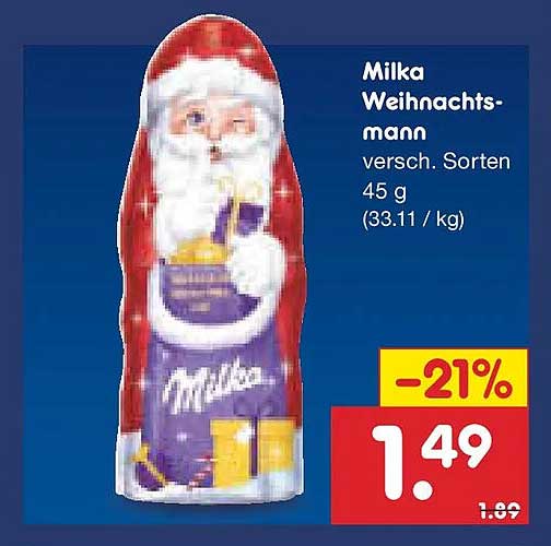 Milka Weihnachtsmann 45 g - Jetzt zum Sonderpreis!