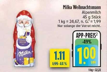 Milka Weihnachtsmann Alpenmilch 45 g