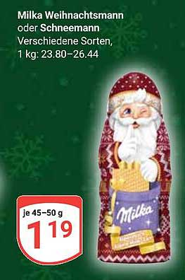 Milka Weihnachtsmann oder Schneemann - Verschiedene Sorten