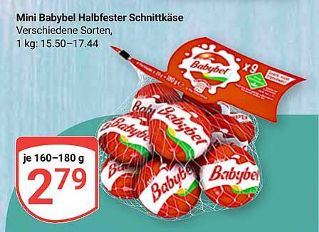 Mini Babybel Halbfester Schnittkäse - Verschiedene Sorten, 1 kg: 15,50 - 17,44