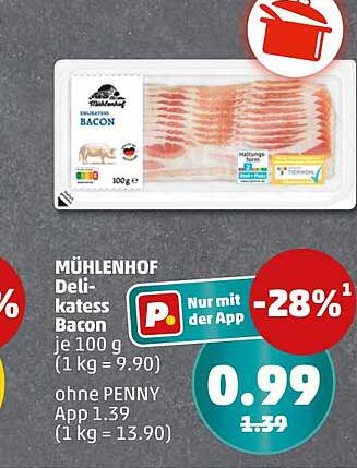 Mühlenhof Delikatess Bacon je 100 g