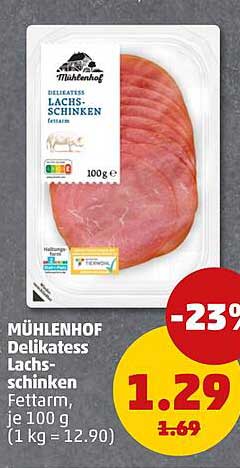 MÜHLENHOF Delikatess Lachsschinken fettarm, je 100 g