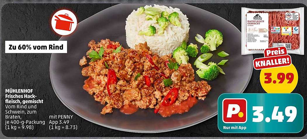 Mühlenhof Frisches Hackfleisch, gemischt vom Rind und Schwein