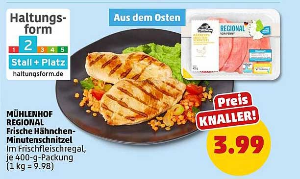 MÜHLENHOF REGIONAL Frische Hähnchen-Minutensteaks 400-g-Packung