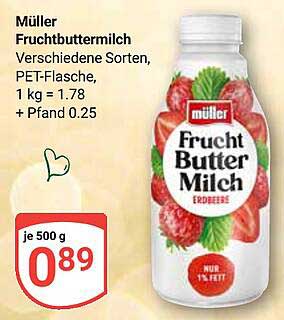 Müller Fruchtbuttermilch - Verschiedene Sorten, 500g