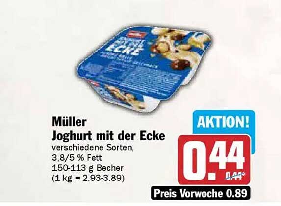Müller Joghurt mit der Ecke, verschiedene Sorten