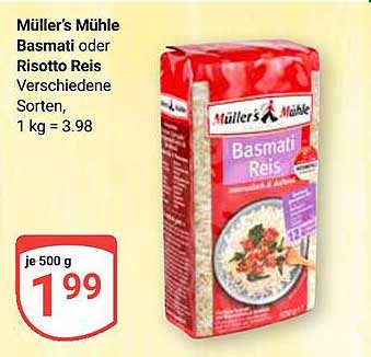 Müller's Mühle Basmati bzw. Risotto Reis 500 g