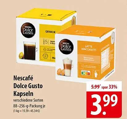 Nescafé Dolce Gusto Kapseln – verschiedene Sorten