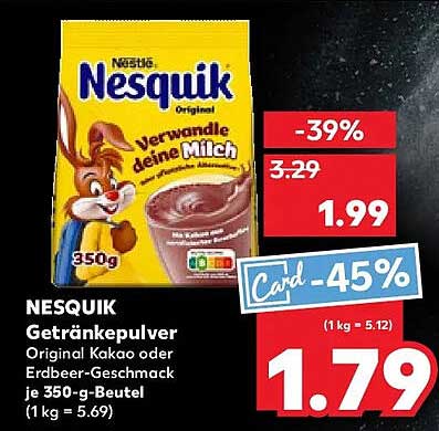 NESQUIK Getränkepulver Original Kakao oder Erdbeer-Geschmack je 350-g-Beutel
