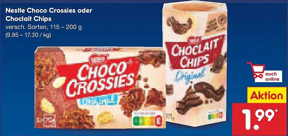 Nestle Choco Crossies oder Chocolait Chips 115 – 200 g