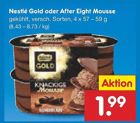 Nestlé Gold oder After Eight Mousse, gekühlt, verschiedene Sorten, 4 x 57 – 59 g
