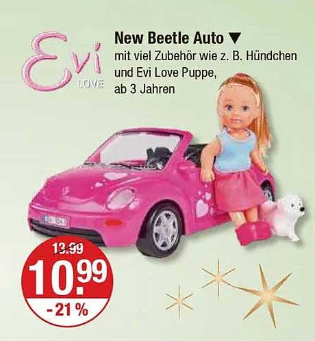 New Beetle Auto mit Evi Love Puppe und Zubehör