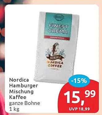Nordica Hamburger Mischung Kaffee 1 kg - Ganze Bohne