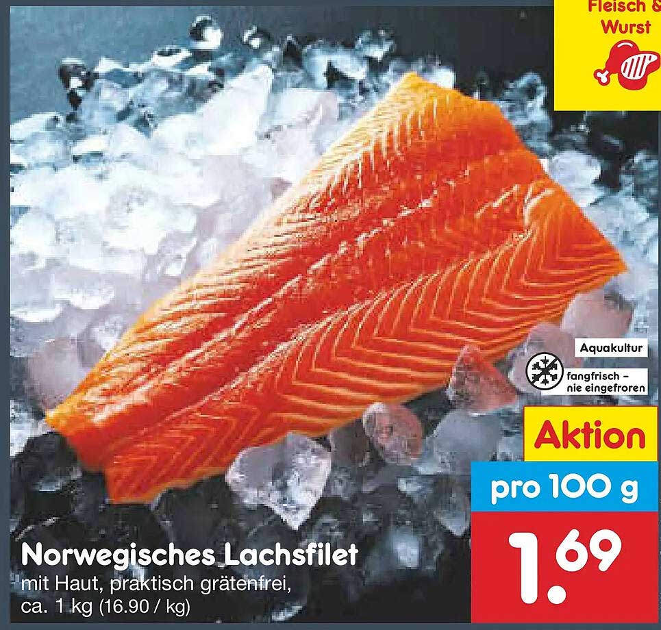 Norwegisches Lachsfilet mit Haut, praktisch grätenfrei