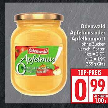 Odenwald Apfelmus oder Apfelkompott 355g Glas - Top-Preis für fruchtigen Genuss