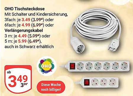 OHO Tischsteckdose mit Schalter und Kindersicherung