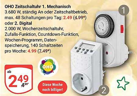 OHO Zeitschaltuhr 1. Mechanisch und 2. Digital