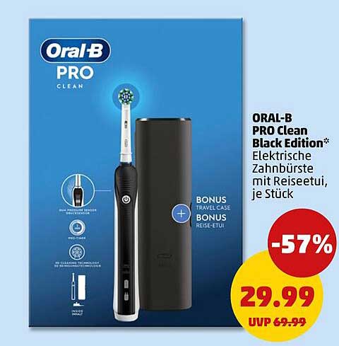 ORAL-B PRO Clean Black Edition - Elektrische Zahnbürste mit Reiseetui
