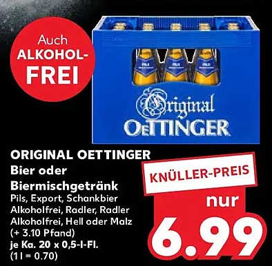 ORIGINAL OETTINGER Bier oder Biermischgetränk – Knüller-Preis!