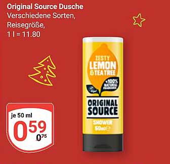 Original Source Dusche - Zesty Lemon & Tea Tree, Reisegröße