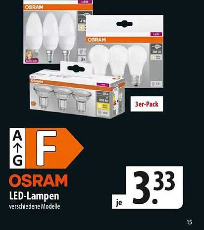 OSRAM LED-Lampen - verschiedene Modelle im 3er-Pack
