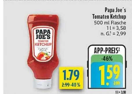Papa Joe’s Tomaten Ketchup 500 ml Flasche