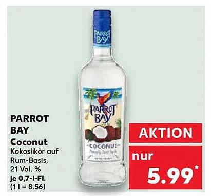 PARROT BAY Coconut Likör auf Rum-Basis, 0,7 L