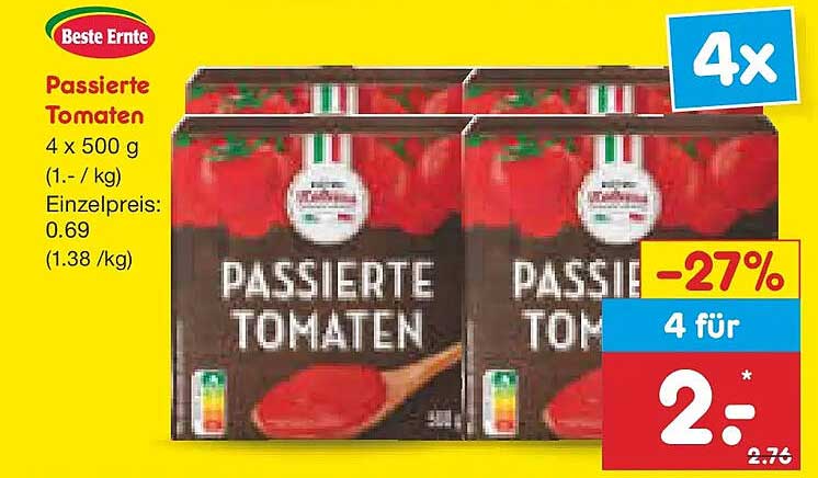 Passierte Tomaten - 4 x 500 g - Beste Ernte