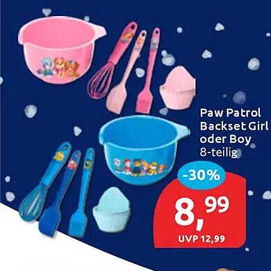 Paw Patrol Backset Girl oder Boy 8-teilig