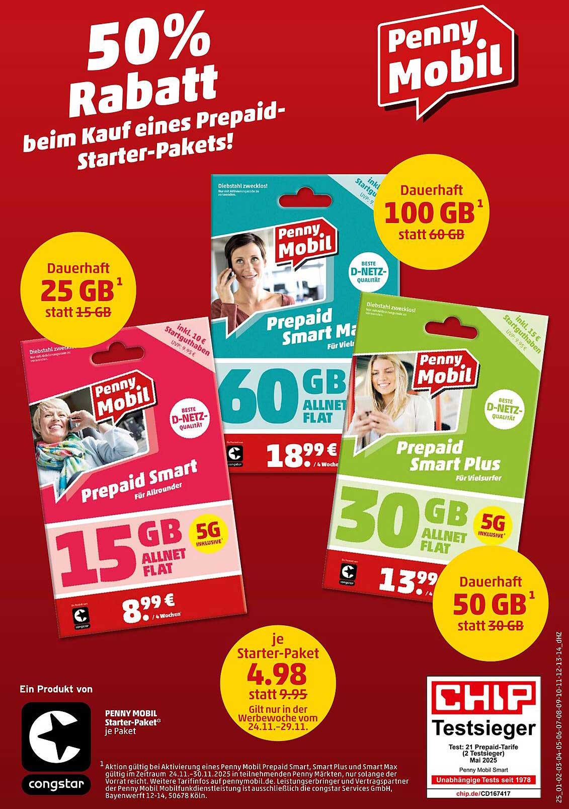 Penny Mobil Prepaid-Starter-Paket – 50% Rabatt!