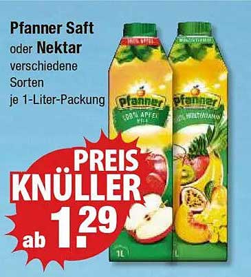 Pfanner Saft oder Nektar verschiedene Sorten je 1-Liter-Packung