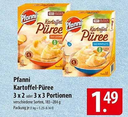 Pfanni Kartoffel-Püree 3 x 2 oder 3 x 3 Portionen