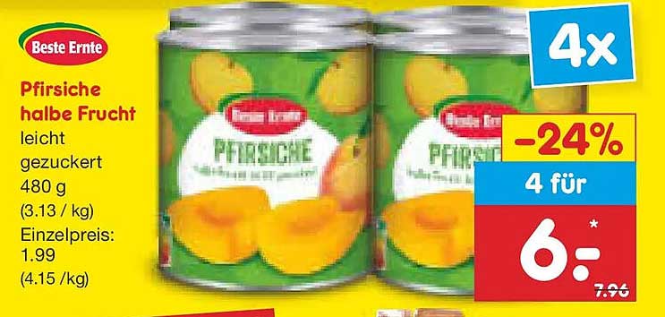 Pfirsiche halbe Frucht leicht gezuckert 480 g