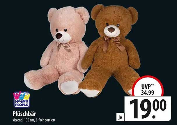 Plüschbär, sitzend, 100 cm, 2-fach sortiert