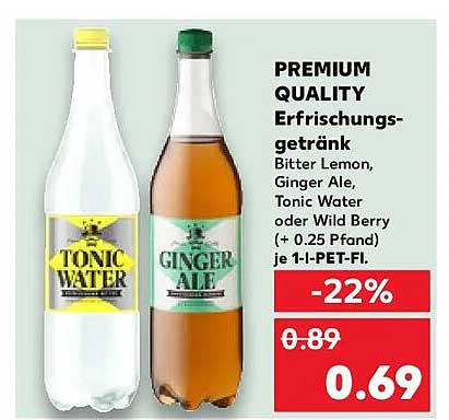 PREMIUM QUALITY Erfrischungsgetränk Bitter Lemon, Ginger Ale, Tonic Water oder Wild Berry