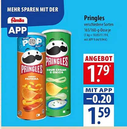 Pringles verschiedene Sorten 165/160-g-Dose