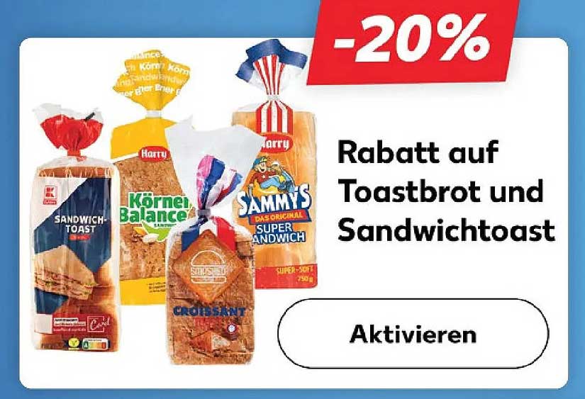 Rabatt auf Toastbrot und Sandwichtoast