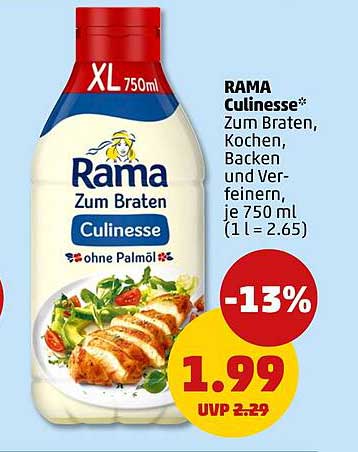 RAMA Culinesse 750 ml - Zum Braten, Kochen, Backen und Verfeinern