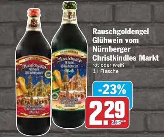 Rauschgoldengel Glühwein vom Nürnberger Christkindles Markt, rot oder weiß, 1 l Flasche