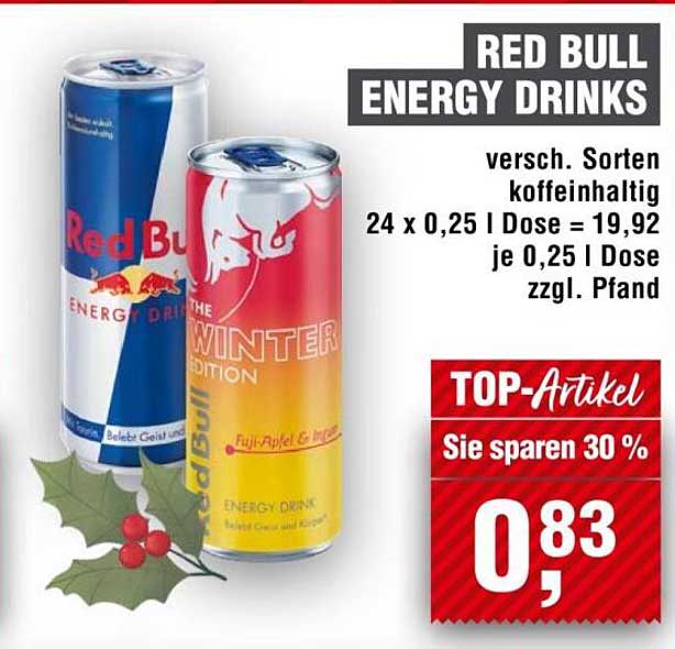 RED BULL ENERGY DRINKS - verschiedene Sorten koffeinhaltig