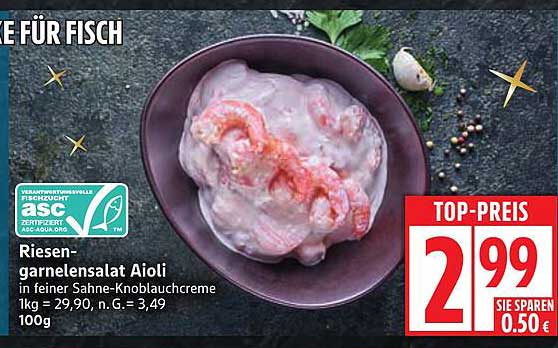 Riesengarnelensalat Aioli in feiner Sahne-Knoblauchcreme