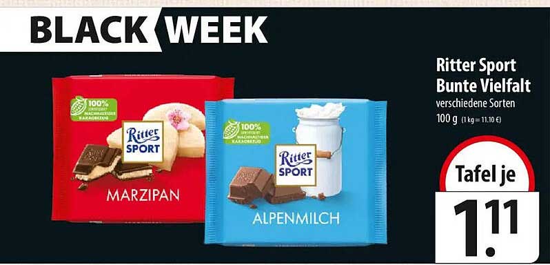 Ritter Sport Bunte Vielfalt - 100 g (verschiedene Sorten)